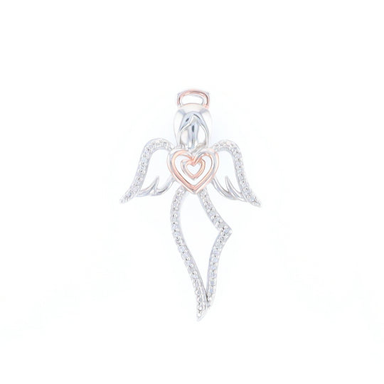 Diamond Angel with Heart Pendant