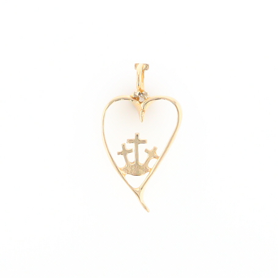 Gold Heart Triple Cross Pendant