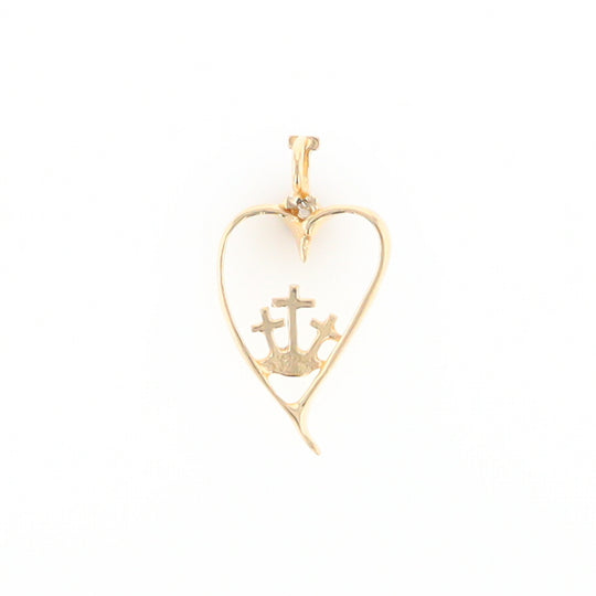Gold Heart Triple Cross Pendant