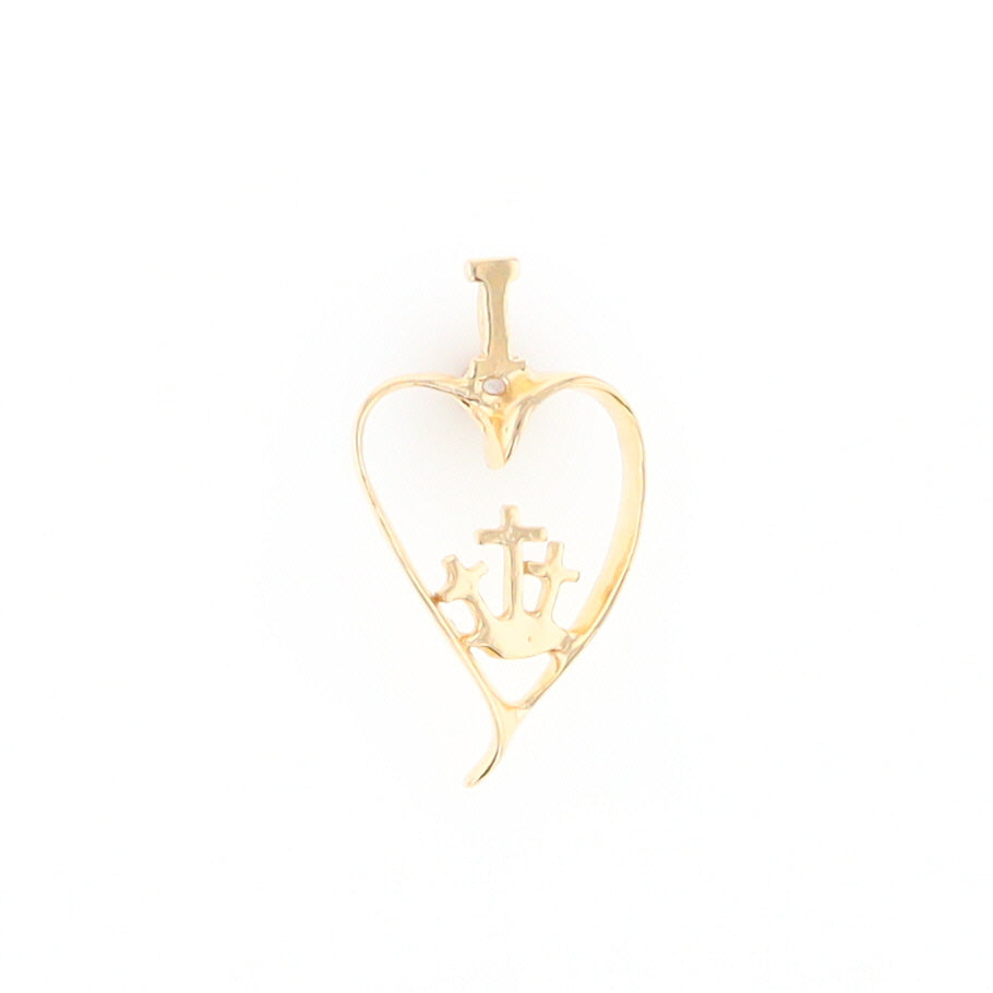 Gold Heart Triple Cross Pendant