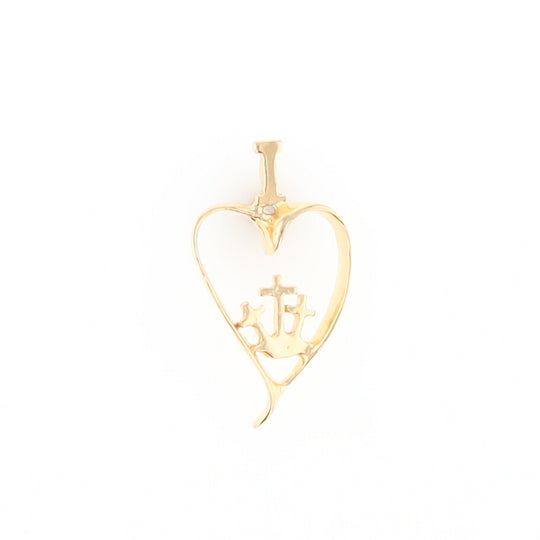 Gold Heart Triple Cross Pendant