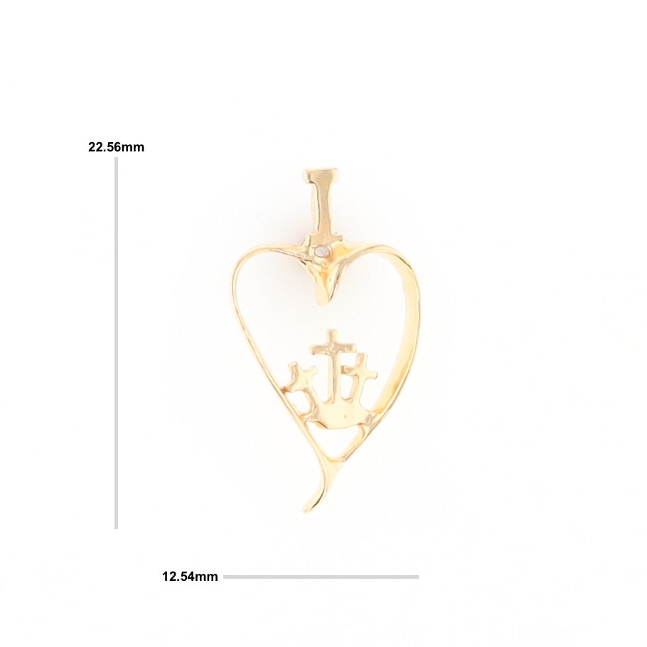 Gold Heart Triple Cross Pendant