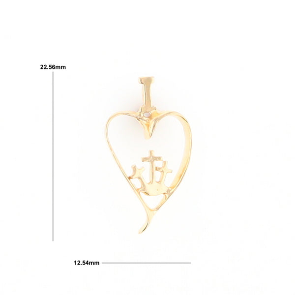 Gold Heart Triple Cross Pendant
