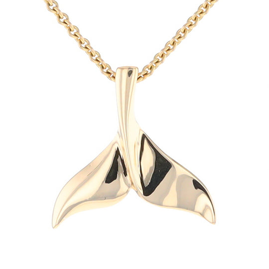 Whale Tail Pendant 14Kt Gold High Polish Realistically Designed