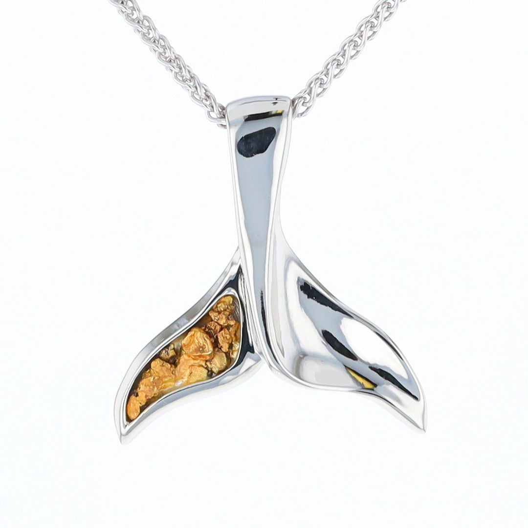 White Gold Whale Tail Pendant Natural Nuggets Inlaid Sea Life Pendant