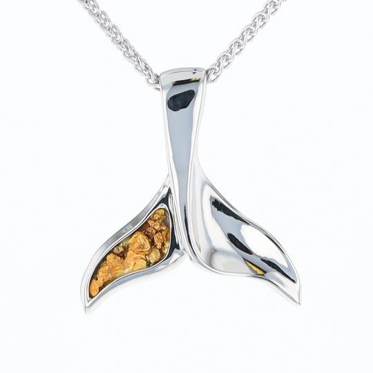 White Gold Whale Tail Pendant Natural Nuggets Inlaid Sea Life Pendant