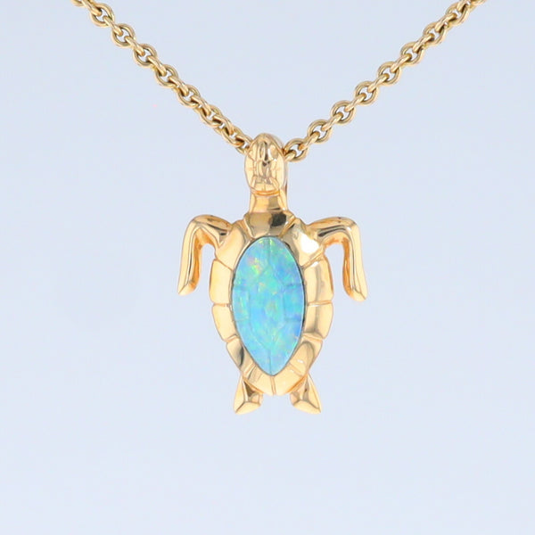 Opal Pendant Inlaid Realistic Design Sea Turtle