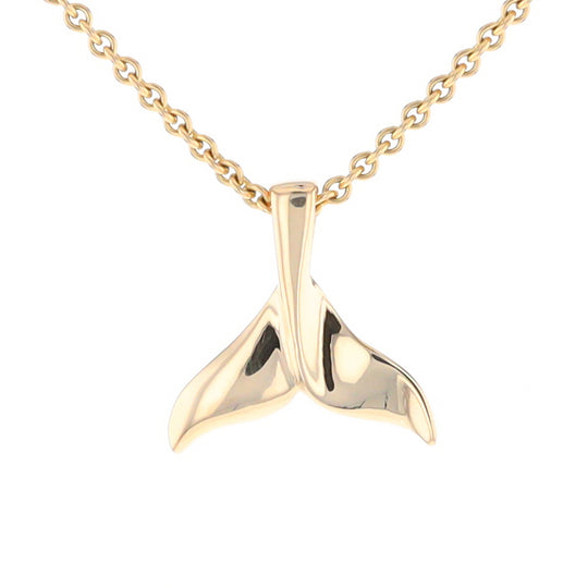Whale Tail Pendant 14kt Gold High Polish Realistically Designed