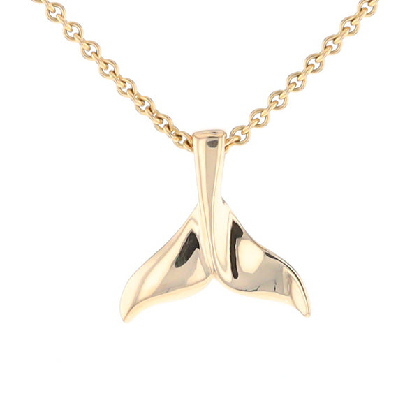 Whale Tail Pendant 14kt Gold High Polish Realistically Designed