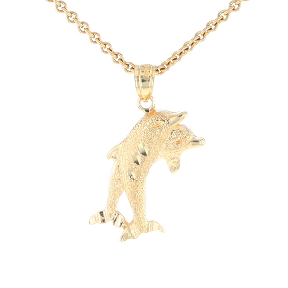 Textured Double Dolphin Pendant