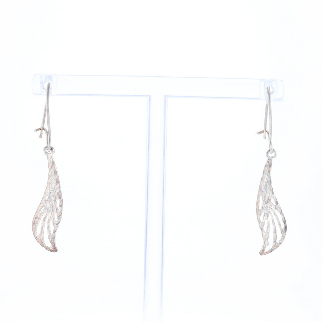 Sterling Silver Wire Feather Earrings