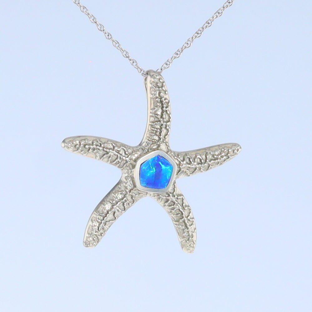 Opal Pendant Inlaid Realistic Star Fish Sea Life Design