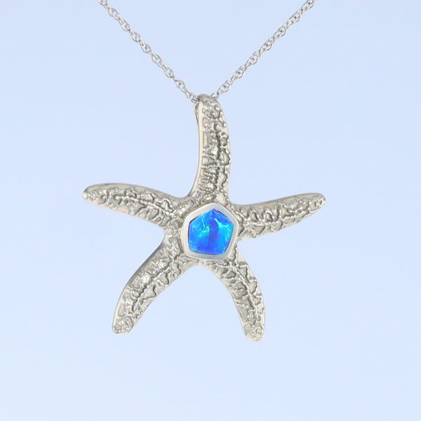 Opal Pendant Inlaid Realistic Star Fish Sea Life Design