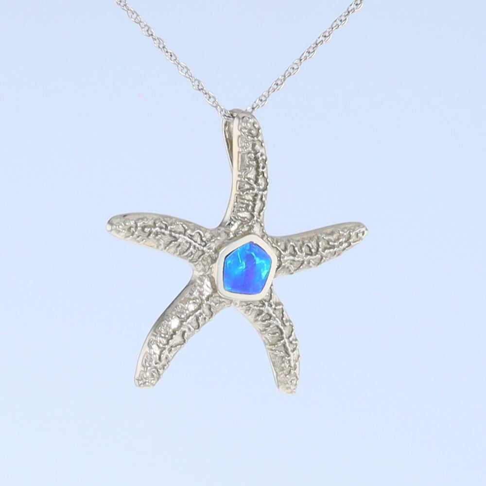 Opal Pendant Inlaid Realistic Star Fish Sea Life Design