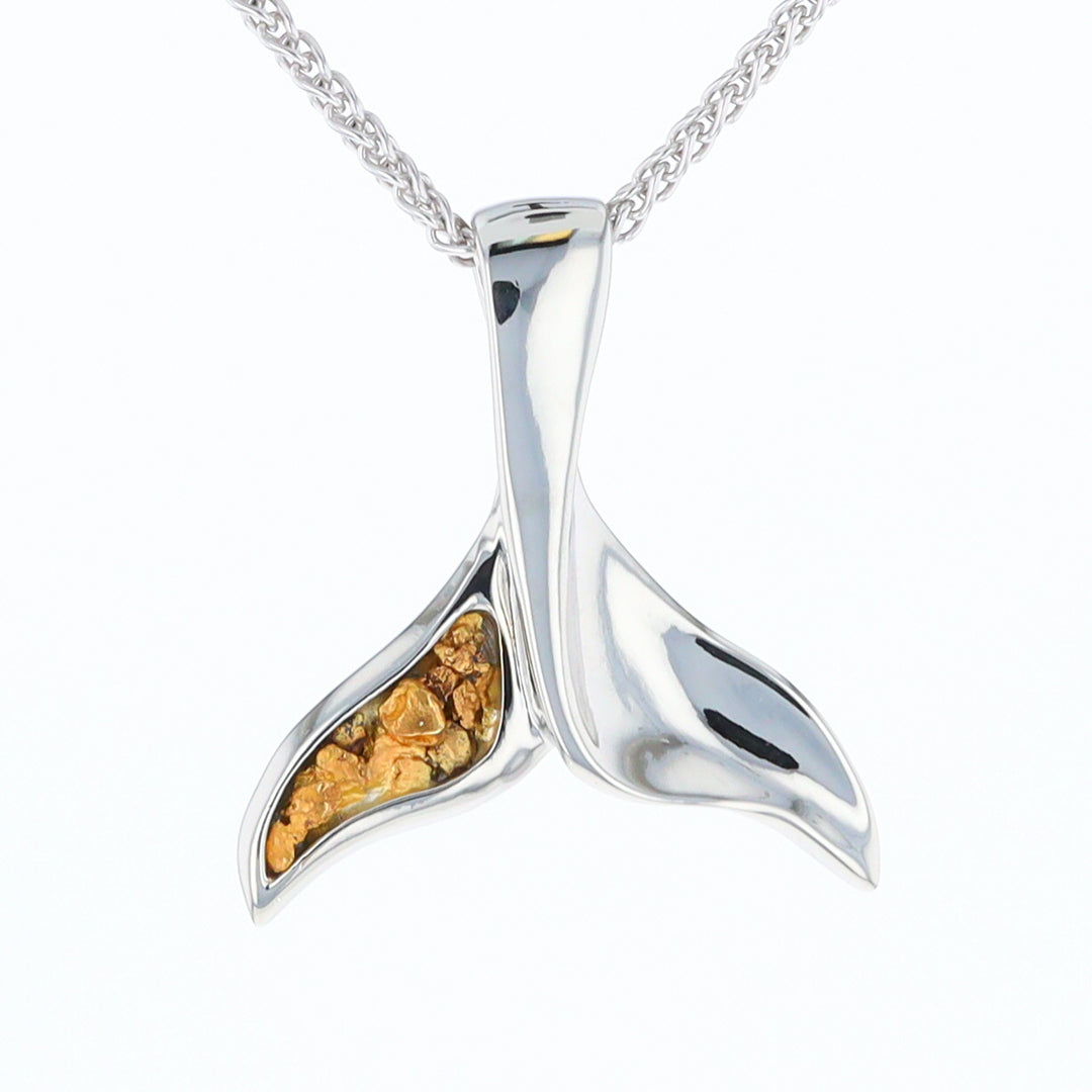 White Gold Whale Tail Pendant Natural Nuggets Inlaid Sea Life Pendant