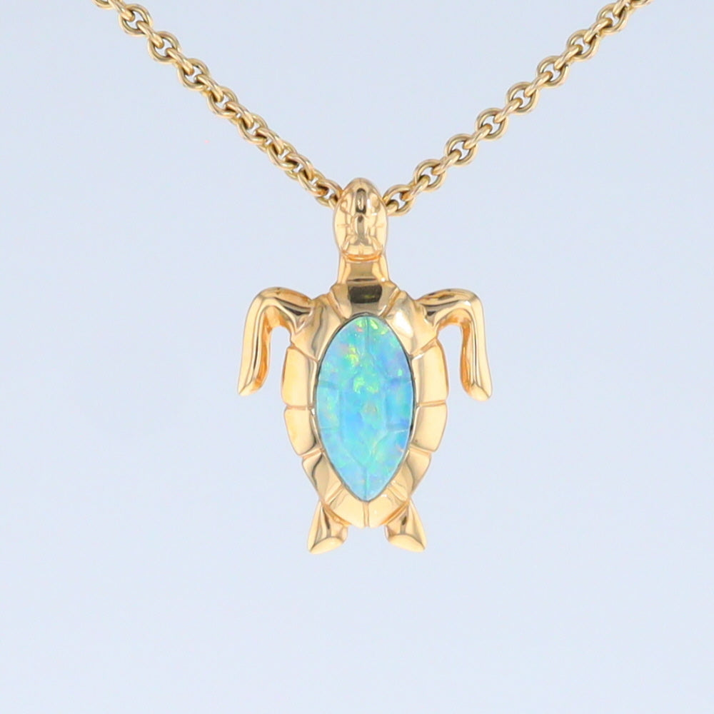 Opal Pendant Inlaid Realistic Design Sea Turtle