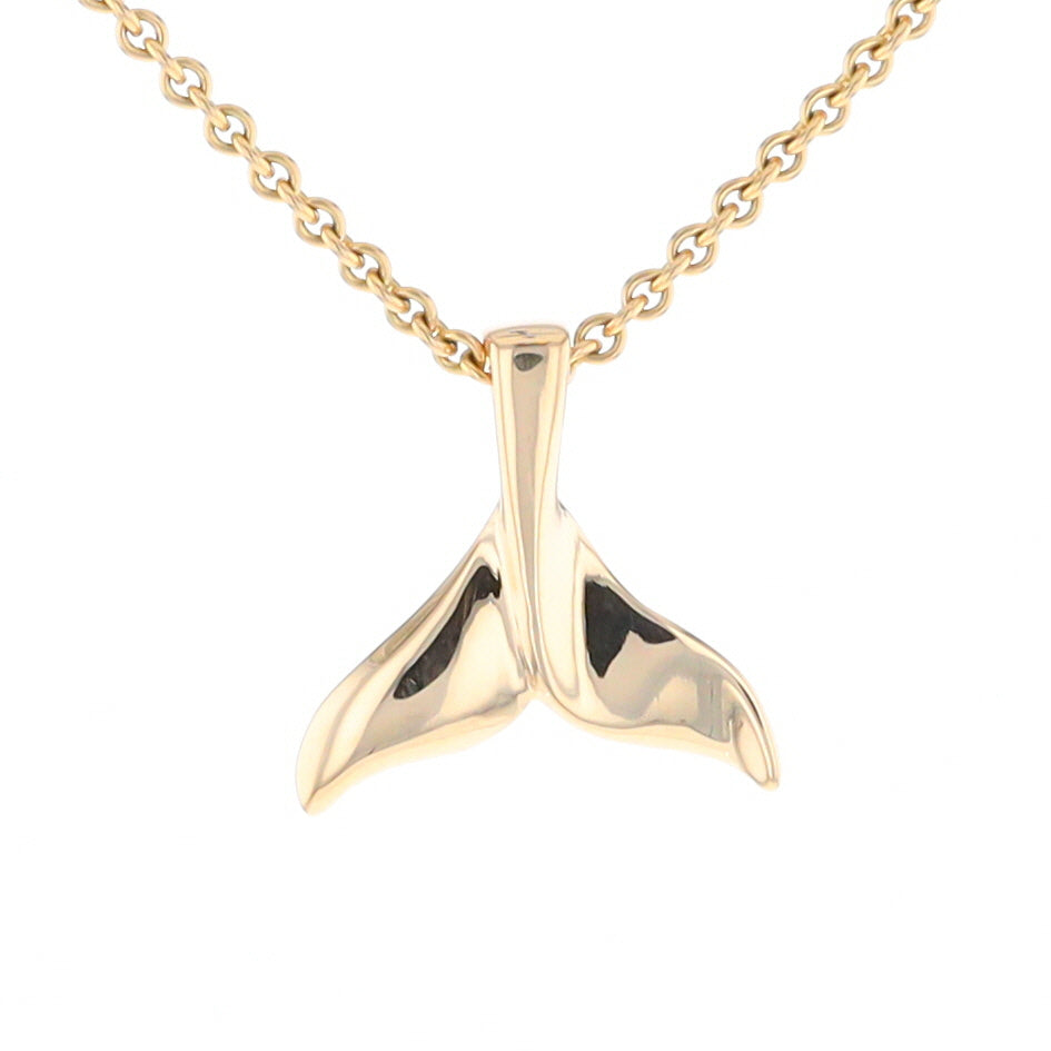 Whale Tail Pendant 14kt Gold High Polish Realistically Designed