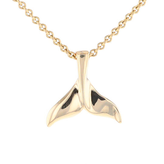 Whale Tail Pendant 14kt Gold High Polish Realistically Designed