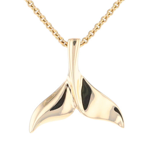 Whale Tail Pendant 14Kt Gold High Polish Realistically Designed