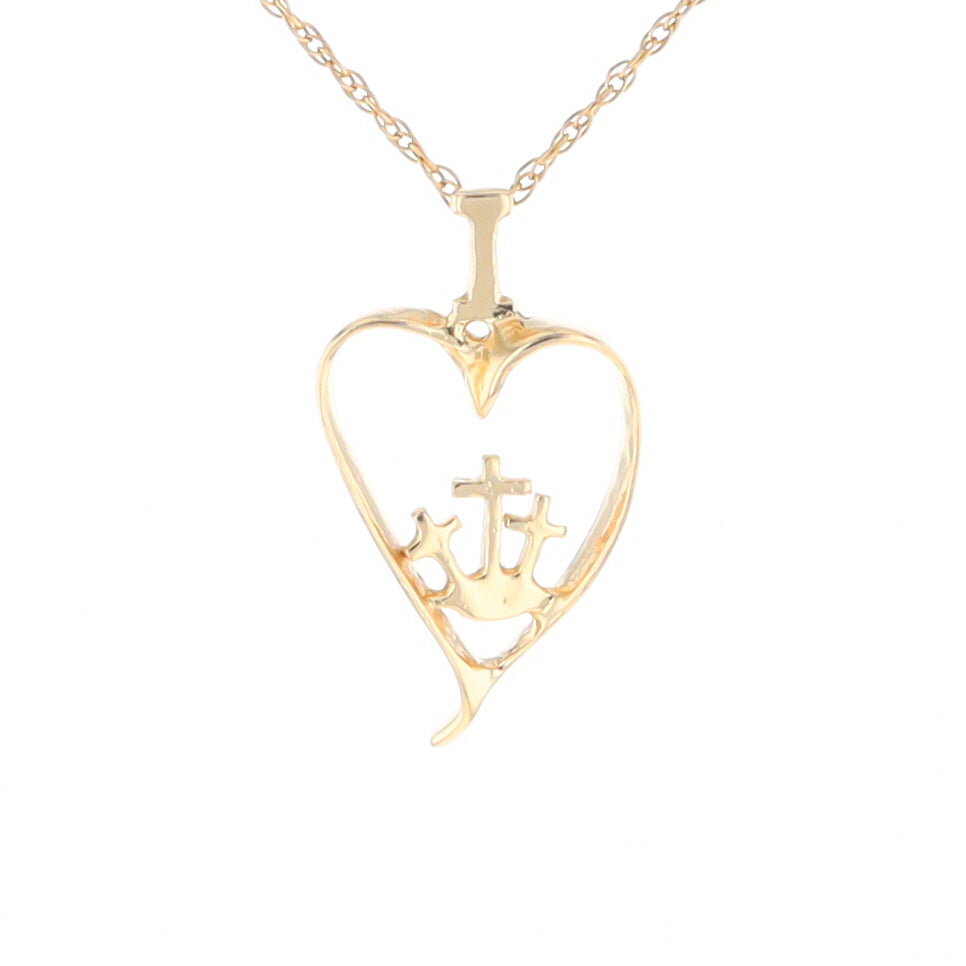 Gold Heart Triple Cross Pendant