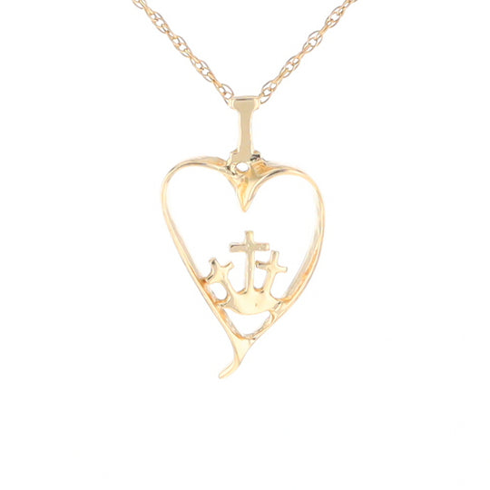 Gold Heart Triple Cross Pendant