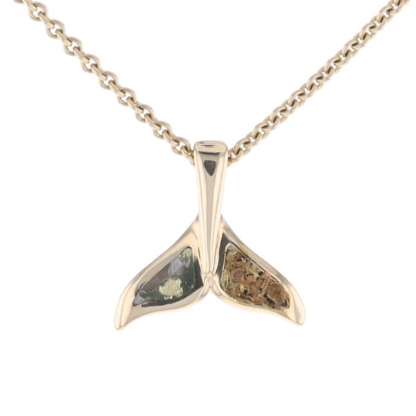 Whale Tail Necklaces Natural Gold Quartz and Nuggets Inlaid Pendant
