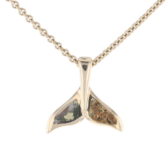 Whale Tail Necklaces Natural Gold Quartz and Nuggets Inlaid Pendant