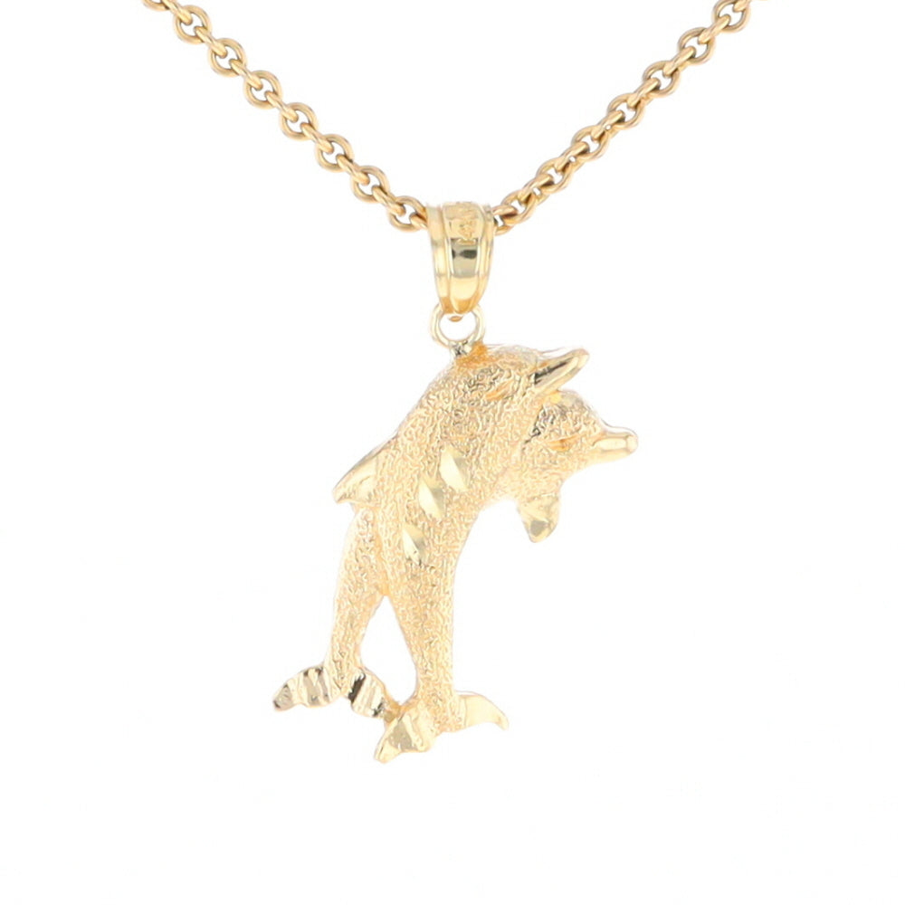 Textured Double Dolphin Pendant