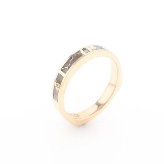 Gold Quartz Ring 3 Rectangle Section Inlaid Band