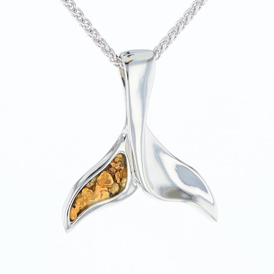 White Gold Whale Tail Pendant Natural Nuggets Inlaid Sea Life Pendant