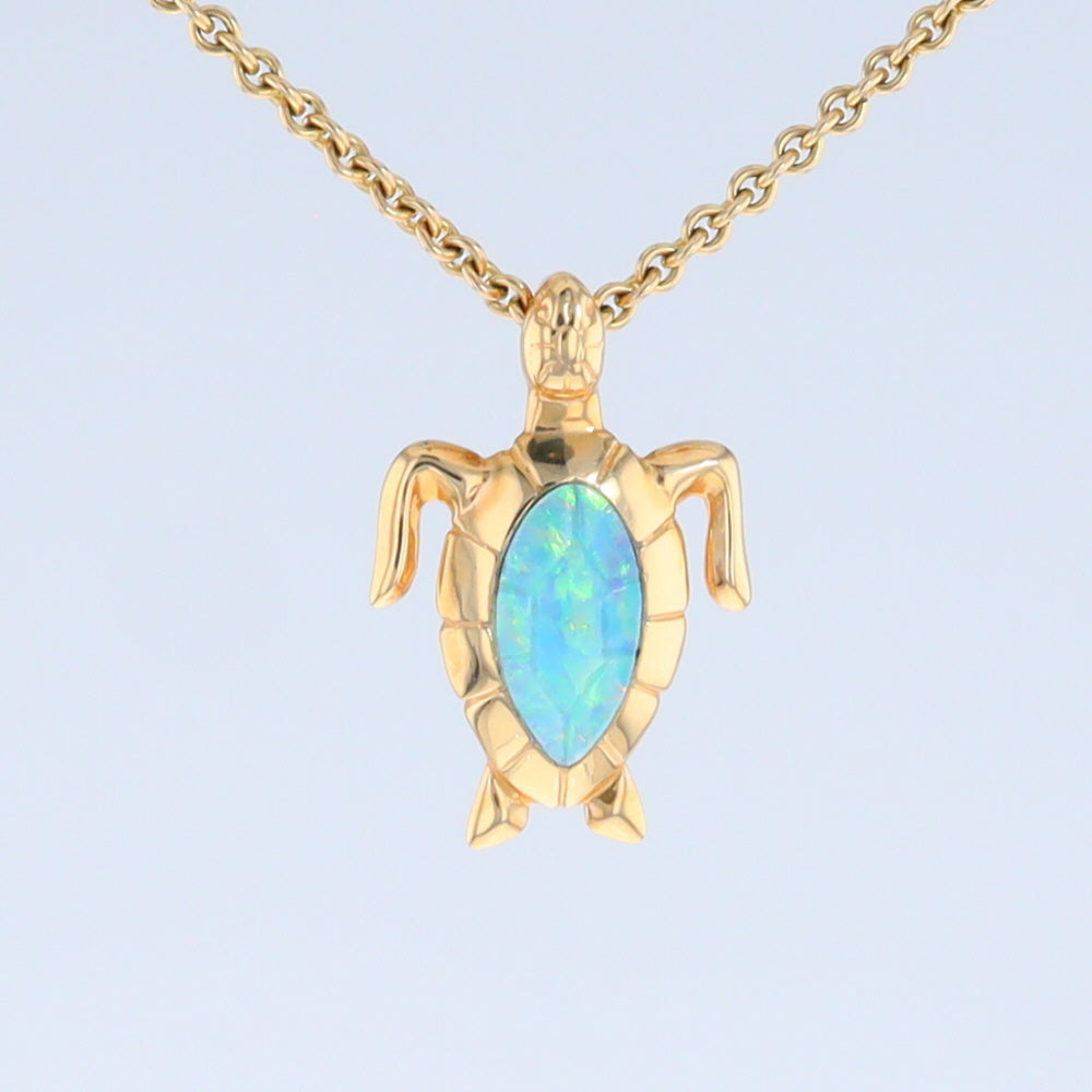Opal Pendant Inlaid Realistic Design Sea Turtle