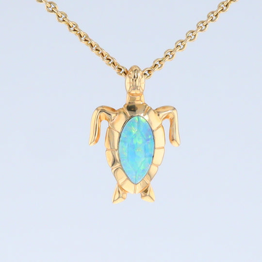Opal Pendant Inlaid Realistic Design Sea Turtle