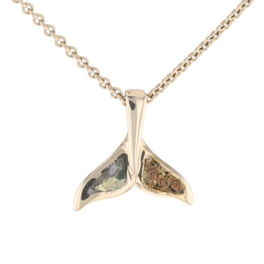 Whale Tail Necklaces Natural Gold Quartz and Nuggets Inlaid Pendant