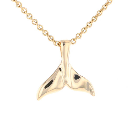 Whale Tail Pendant 14kt Gold High Polish Realistically Designed