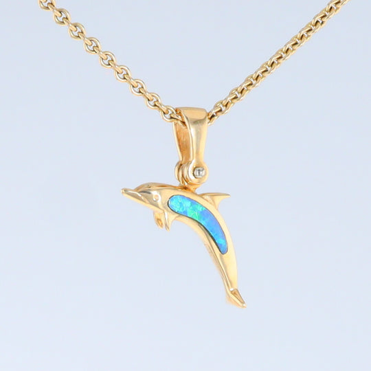Opal Pendant Inlaid Realistic Dolphin Sea Life Design