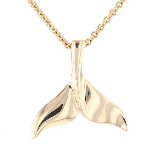 Whale Tail Pendant 14Kt Gold High Polish Realistically Designed