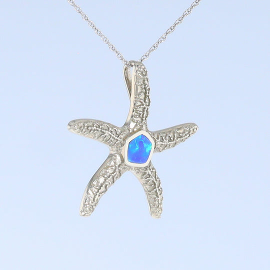 Opal Pendant Inlaid Realistic Star Fish Sea Life Design