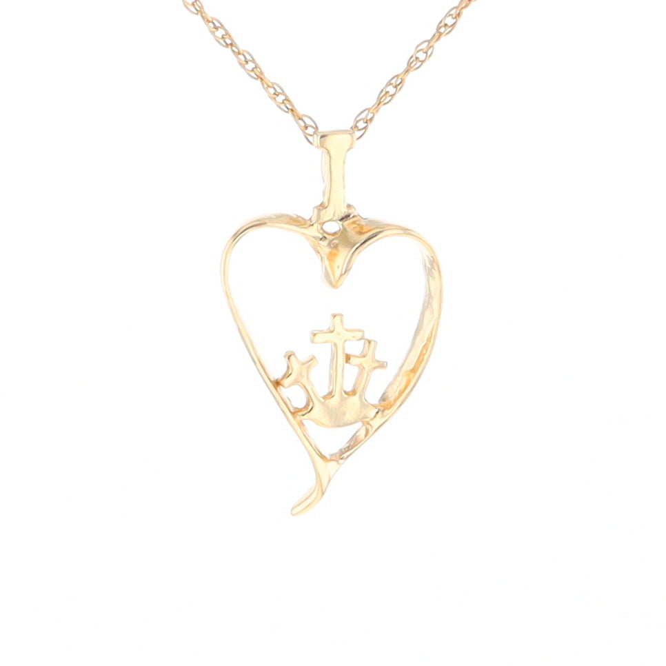 Gold Heart Triple Cross Pendant
