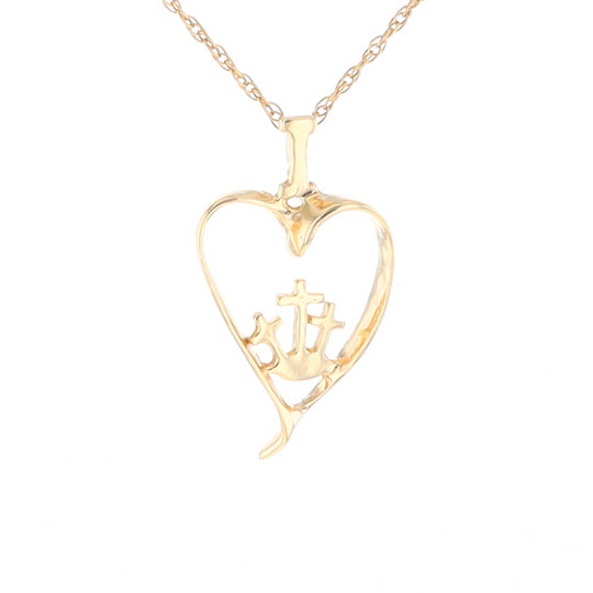 Gold Heart Triple Cross Pendant