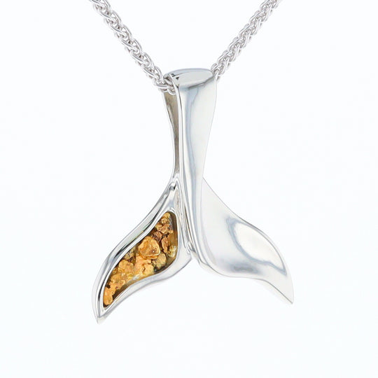 White Gold Whale Tail Pendant Natural Nuggets Inlaid Sea Life Pendant