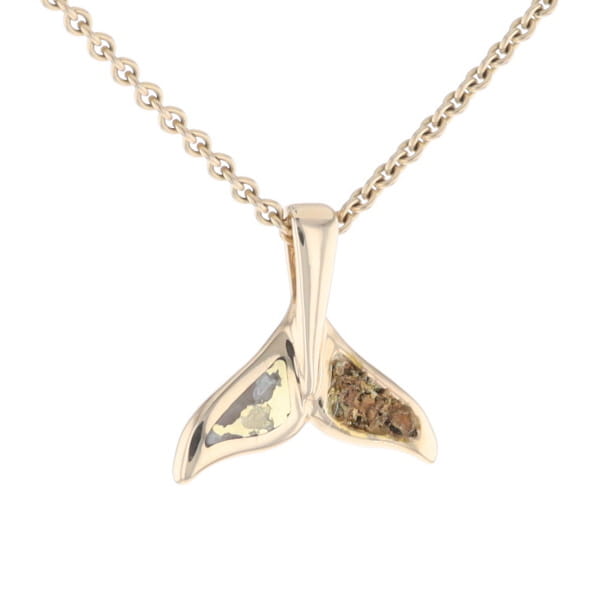 Whale Tail Necklaces Natural Gold Quartz and Nuggets Inlaid Pendant