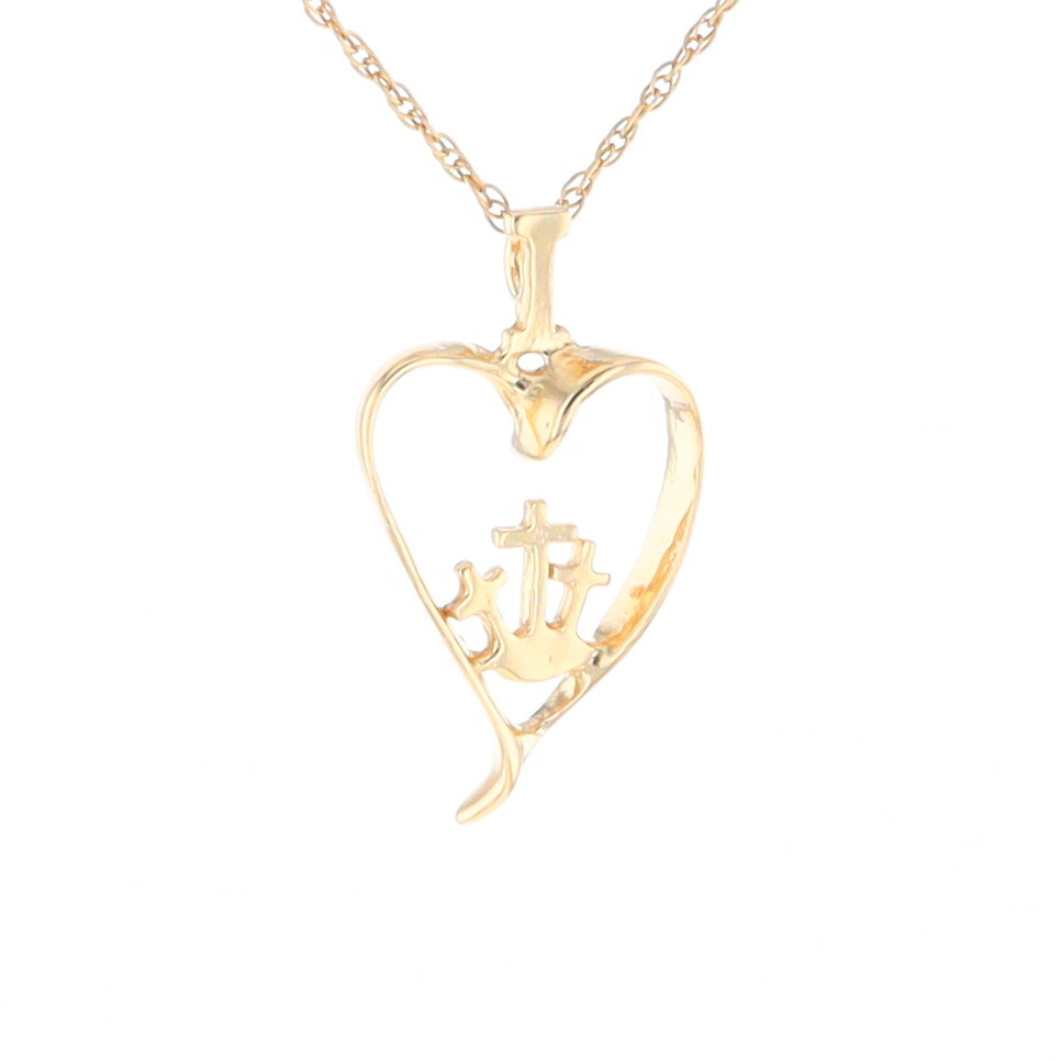 Gold Heart Triple Cross Pendant