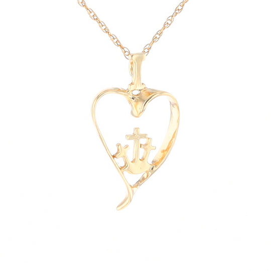 Gold Heart Triple Cross Pendant