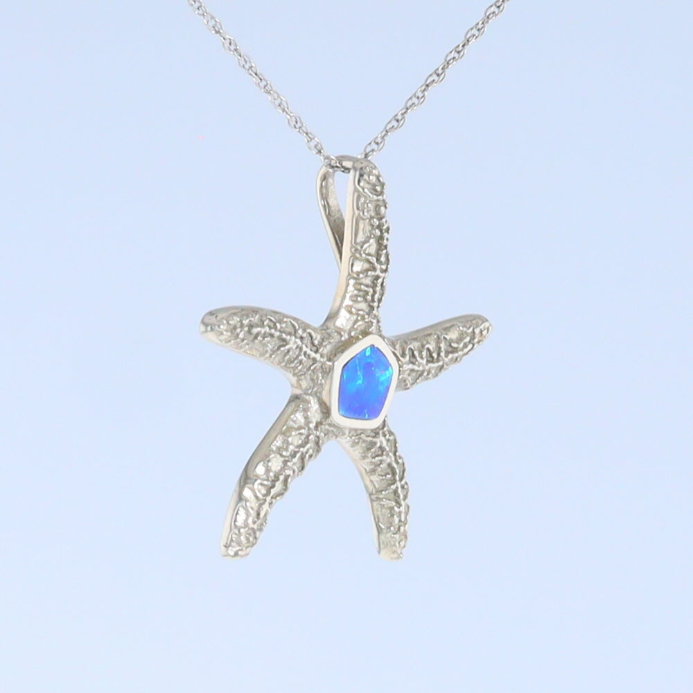 Opal Pendant Inlaid Realistic Star Fish Sea Life Design