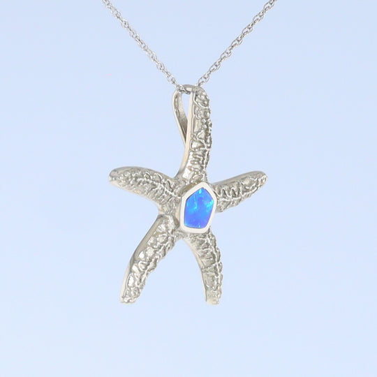 Opal Pendant Inlaid Realistic Star Fish Sea Life Design