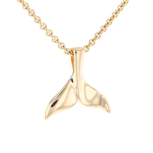 Whale Tail Pendant 14kt Gold High Polish Realistically Designed