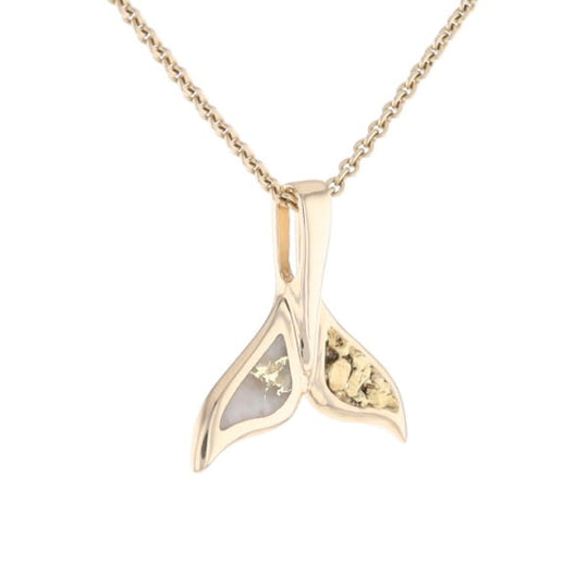 Whale Tail Necklaces Natural Gold Quartz and Nuggets Inlaid Pendant