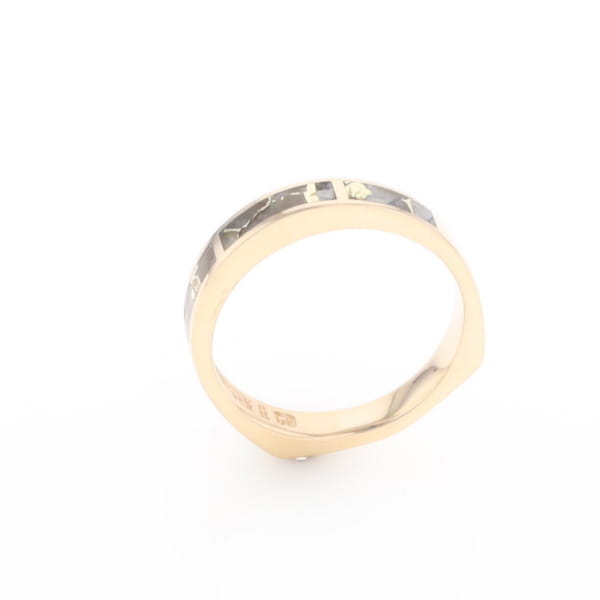 Gold Quartz Ring 3 Rectangle Section Inlaid Band