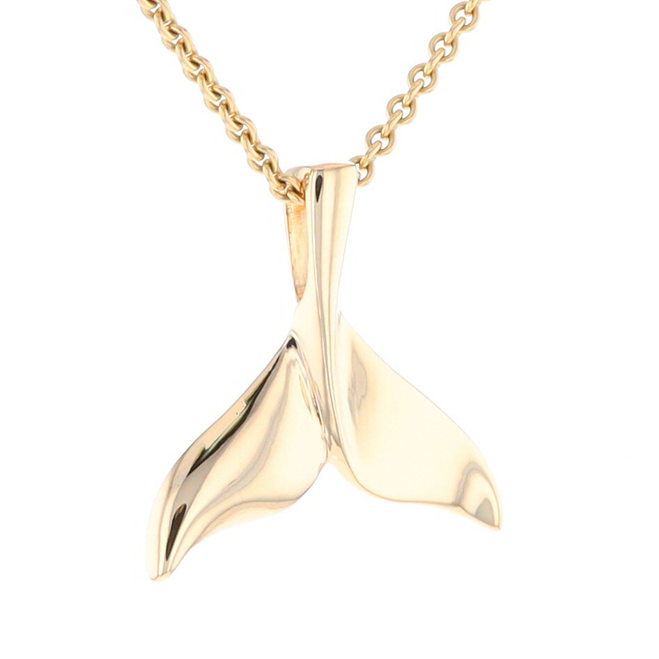 Whale Tail Pendant 14Kt Gold High Polish Realistically Designed