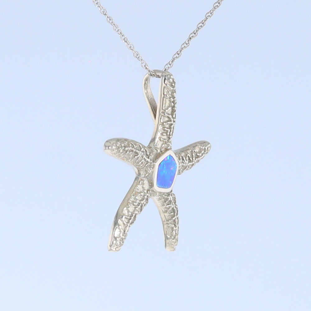 Opal Pendant Inlaid Realistic Star Fish Sea Life Design